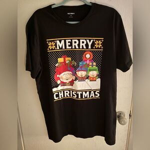 Old Navy Black Festive Merry Christmas Tee